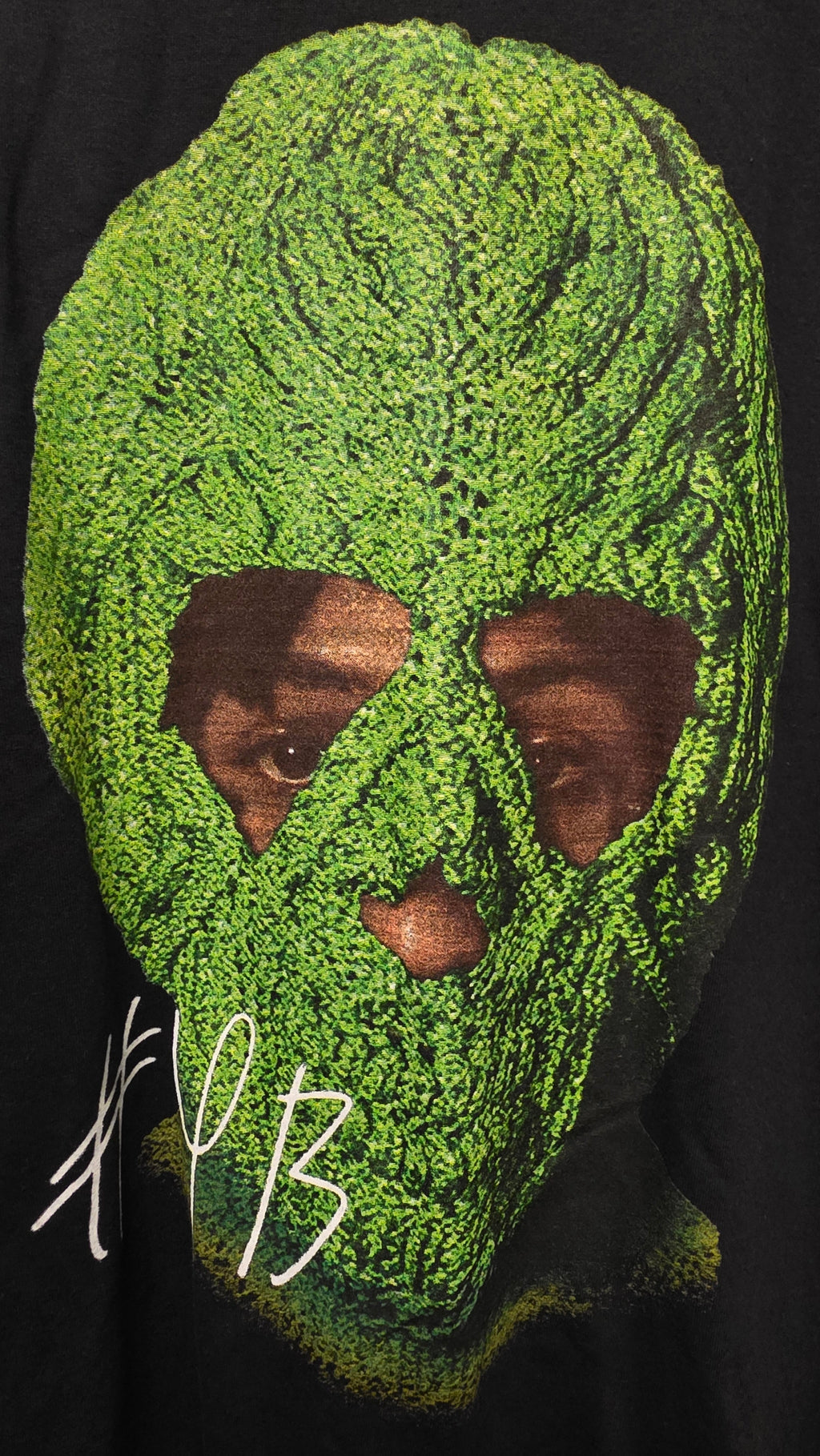 Green Ski Mask Graphic Tee - Print Close Up