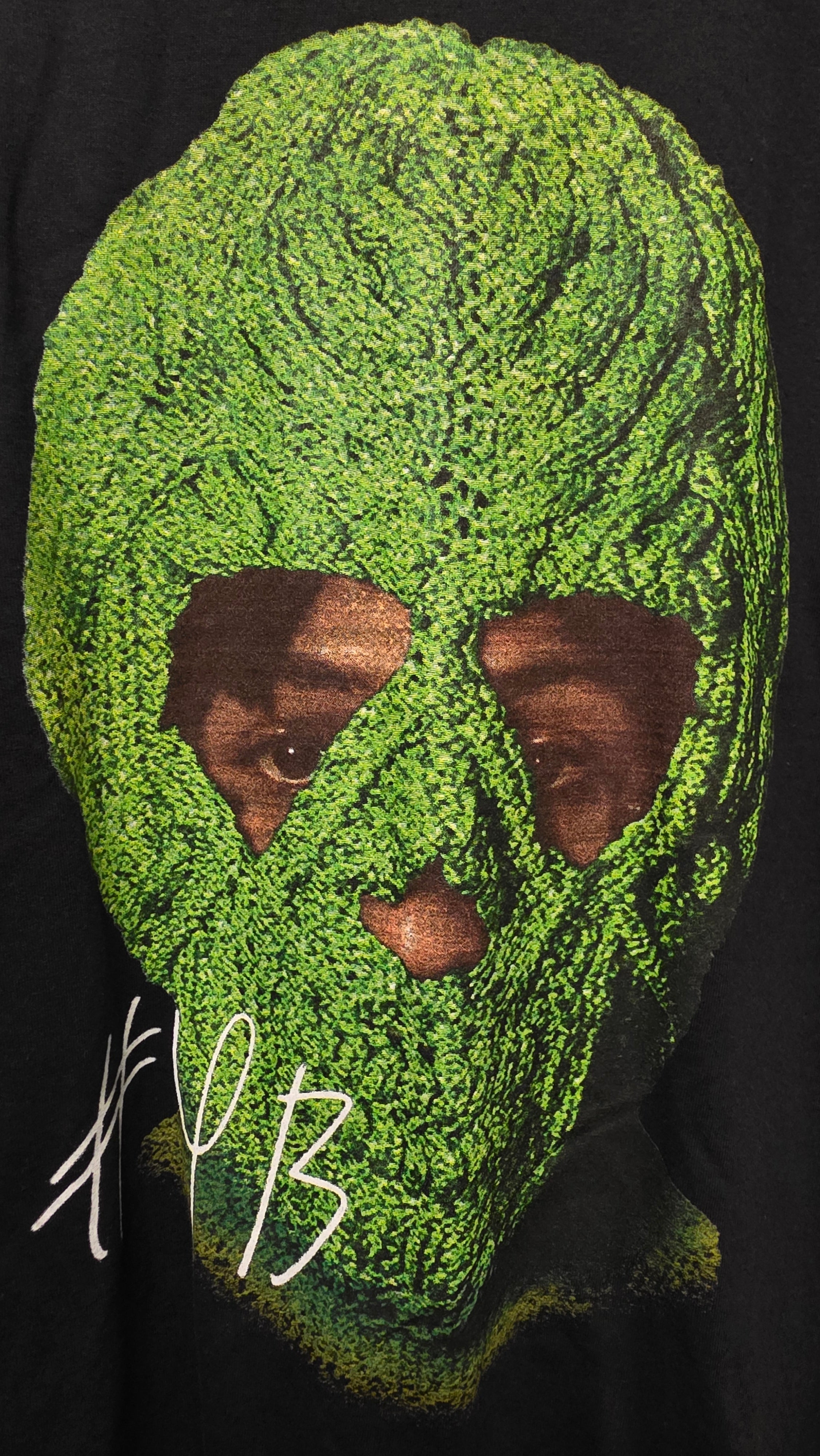 Green Ski Mask Graphic Tee - Print Close Up