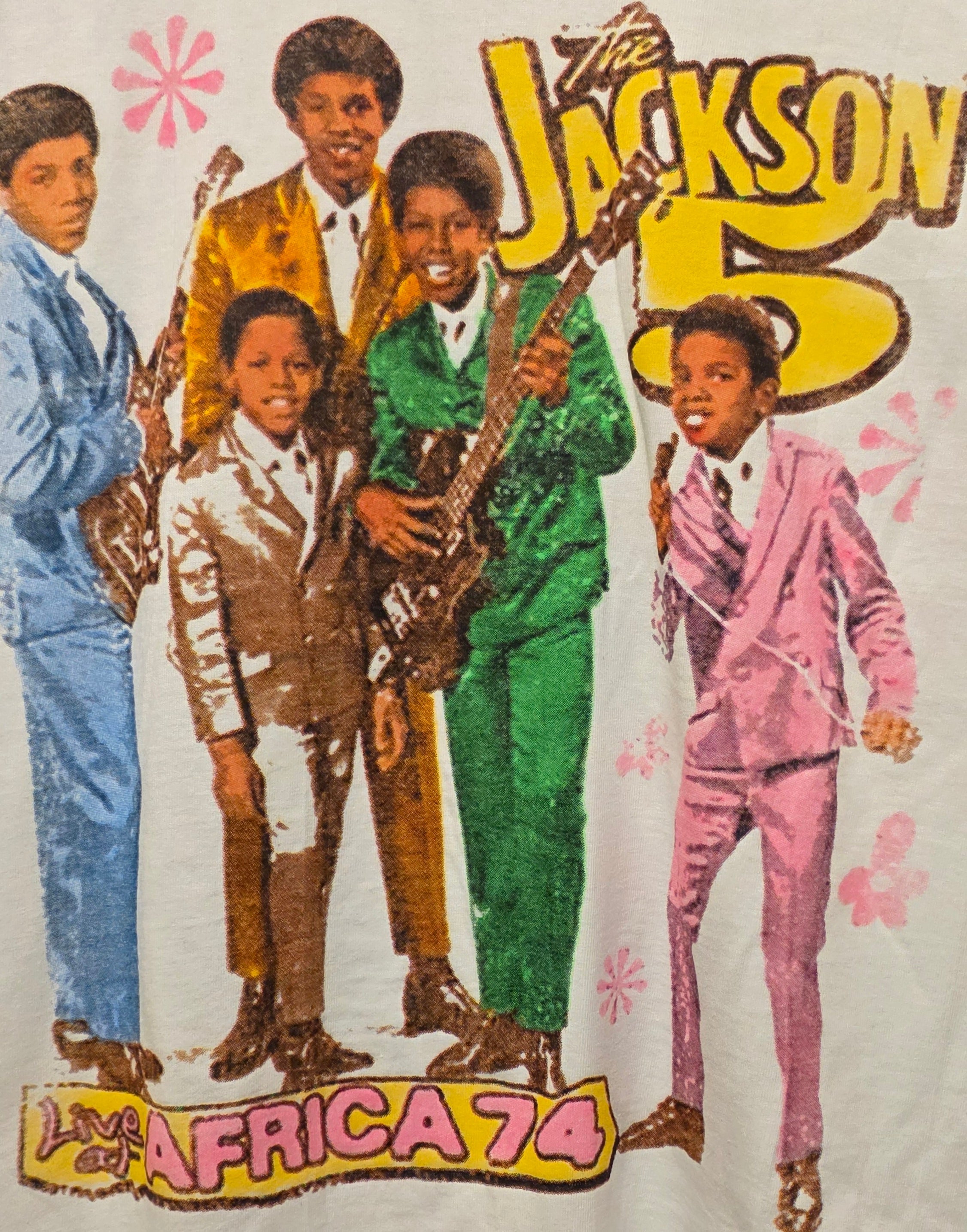 The Jackson 5 Live in Africa 74 Vintage Graphic Tee - Print Close Up