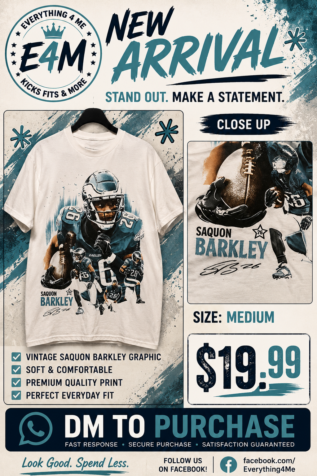 Saquon Barkley #26 Eagles Graphic Tee - Promo Flyer