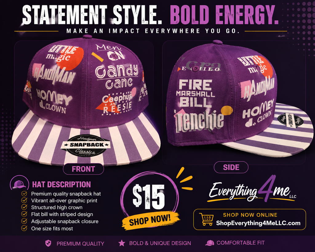 In Living Color All-Over Print Snapback Hat – Purple