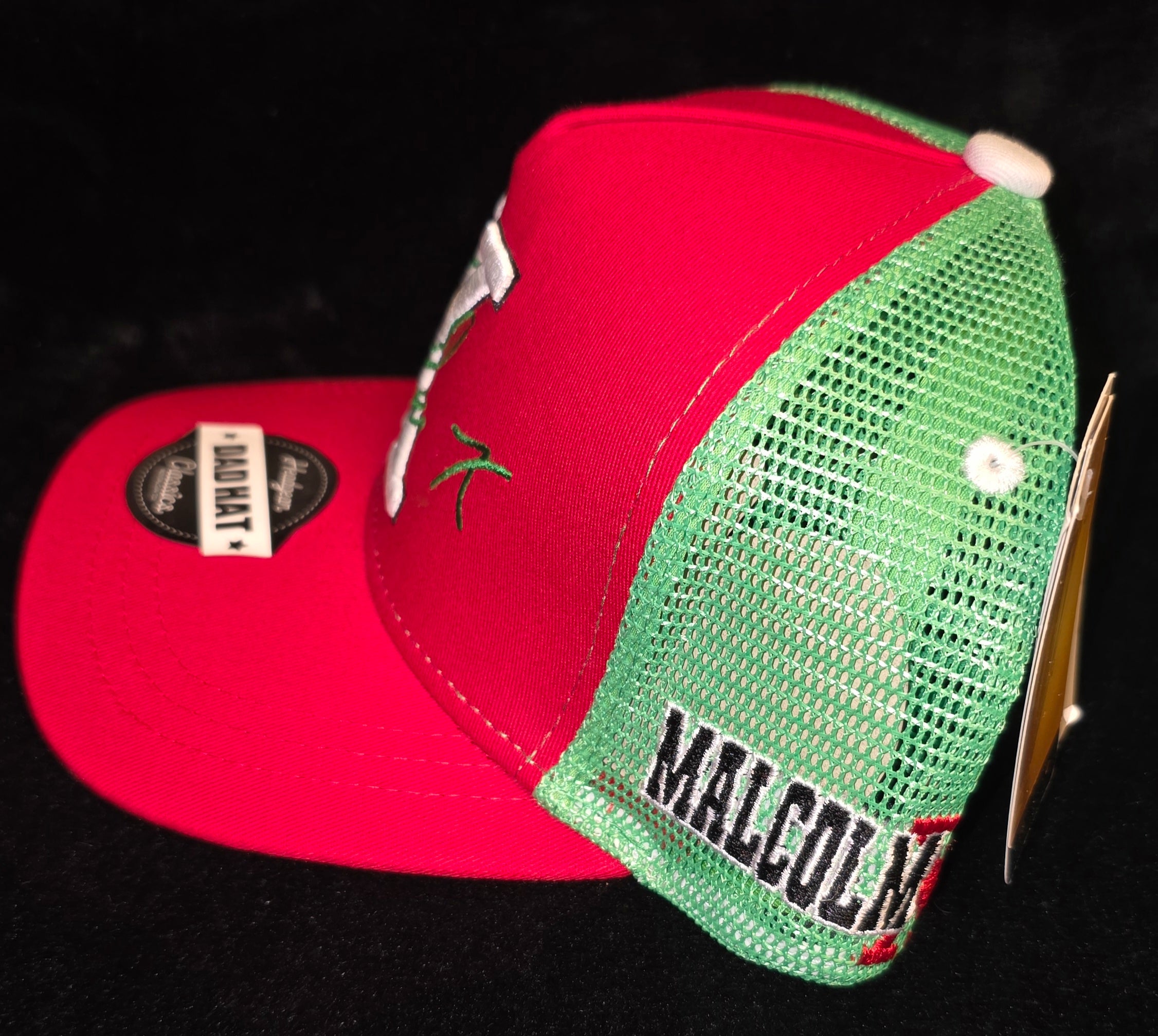 Malcolm X Dad Hat – Red & Green Trucker