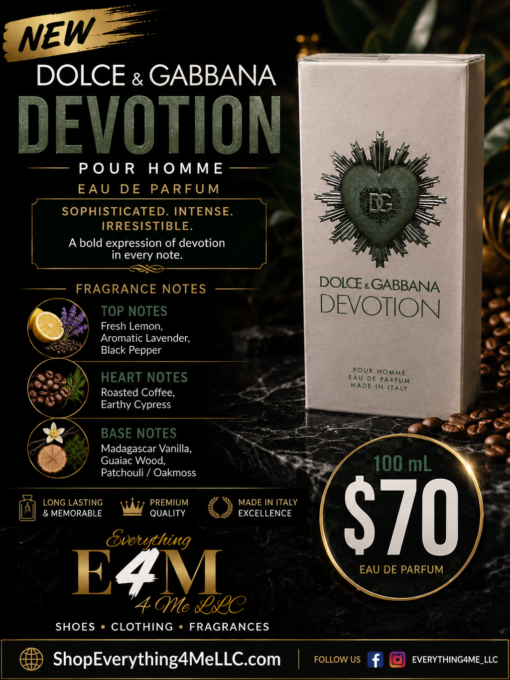 Dolce & Gabbana Devotion Pour Homme EDP 100ml promotional flyer