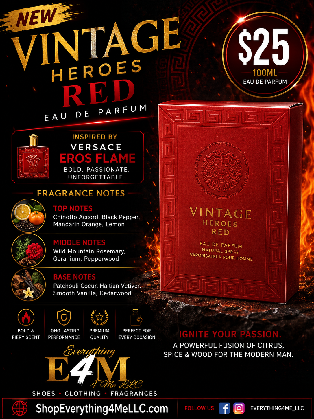 Vintage Heroes Red Eau de Parfum 100ml promotional flyer