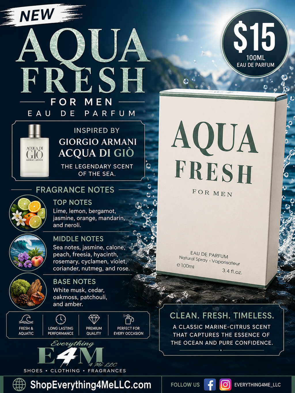 Aqua Fresh For Men EDP 100ml promotional flyer