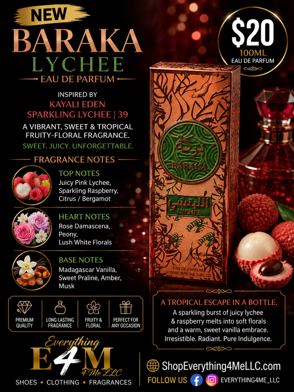 Baraka Lychee EDP 100ml promotional flyer