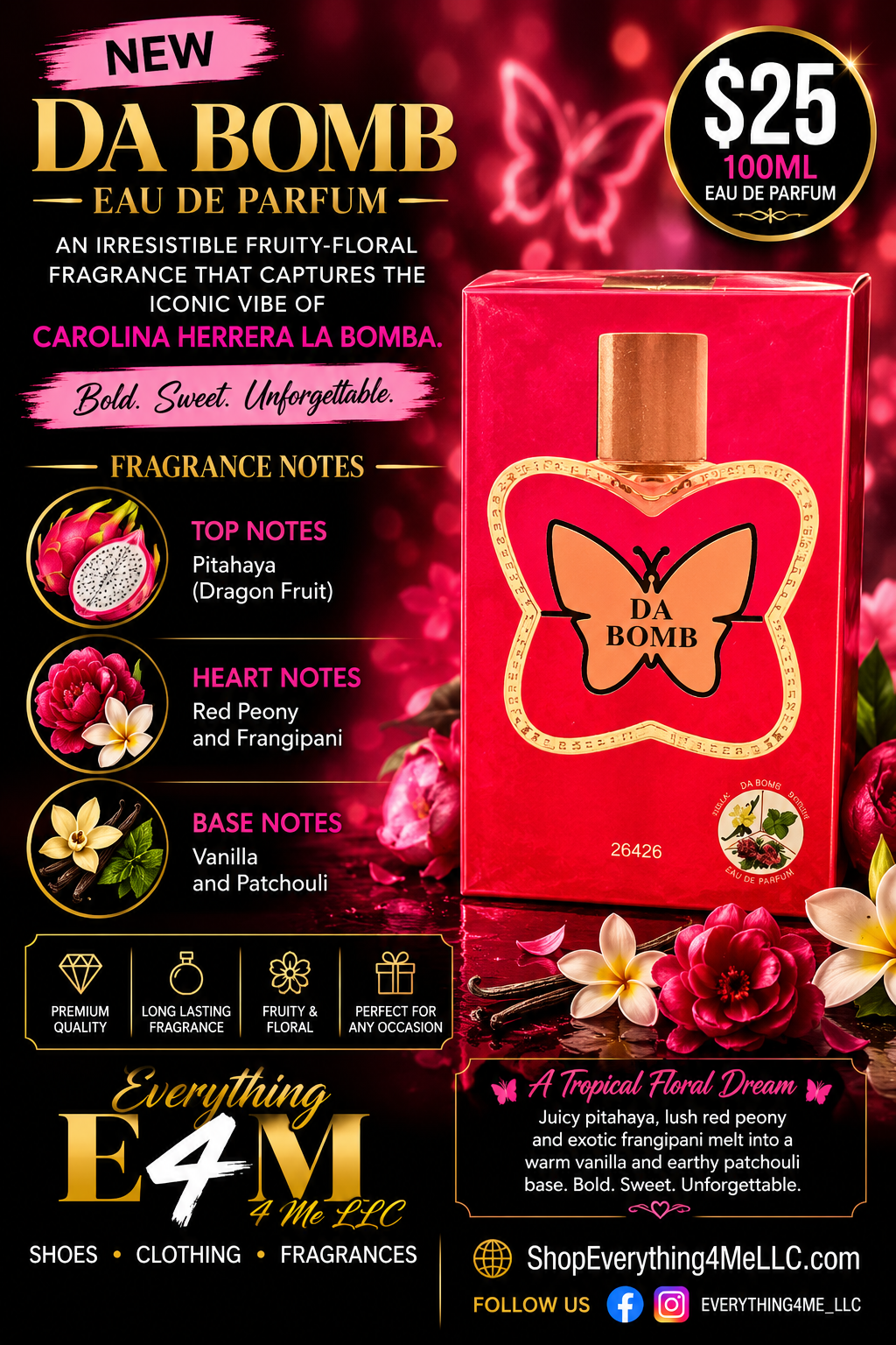 Da Bomb EDP 100ml promotional flyer
