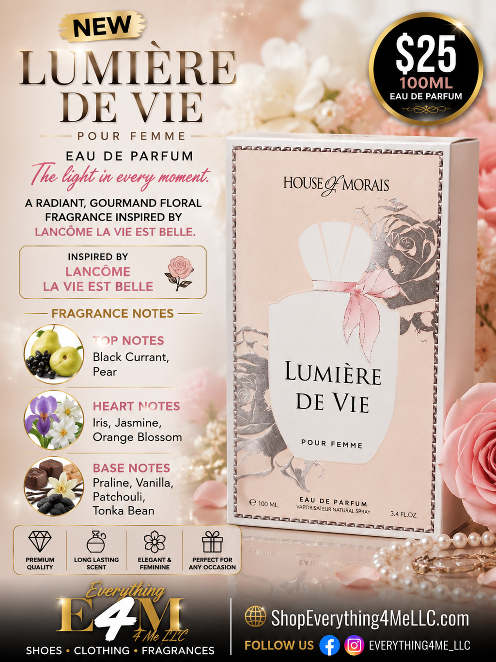 House of Morais Lumière de Vie Pour Femme EDP 100ml promotional flyer