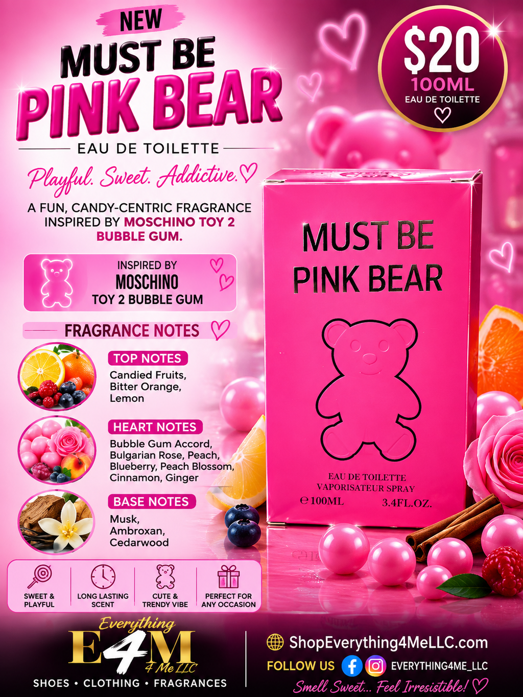 Must Be Pink Bear EDT 100ml promotional flyer