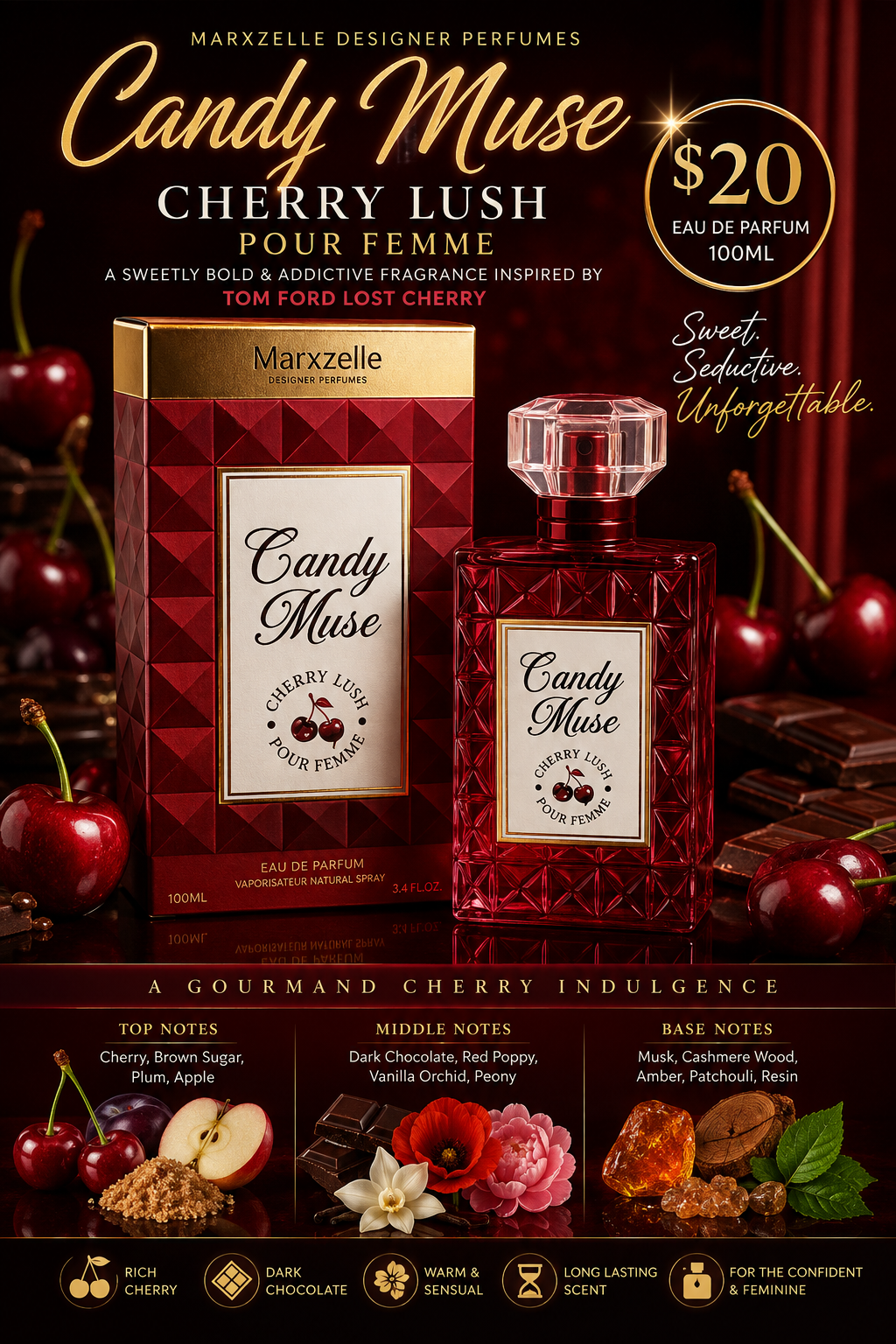 Marxzelle Candy Muse Cherry Lush Pour Femme EDP 100ml promotional flyer