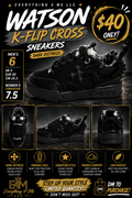 Watson K-Flip Cross Dark Distress Men's Sneakers - all black edgy promotional flyer