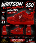 Wiatson K-Flip Jewelled Fire Stone Men's Sneakers - red rhinestone promotional flyer
