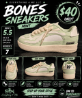 Watson Bones Mint Men's Sneakers - mint green with rope laces promotional flyer
