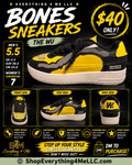 Watson Bones The Wu Men's Sneakers - black and yellow bones design promotional flyer