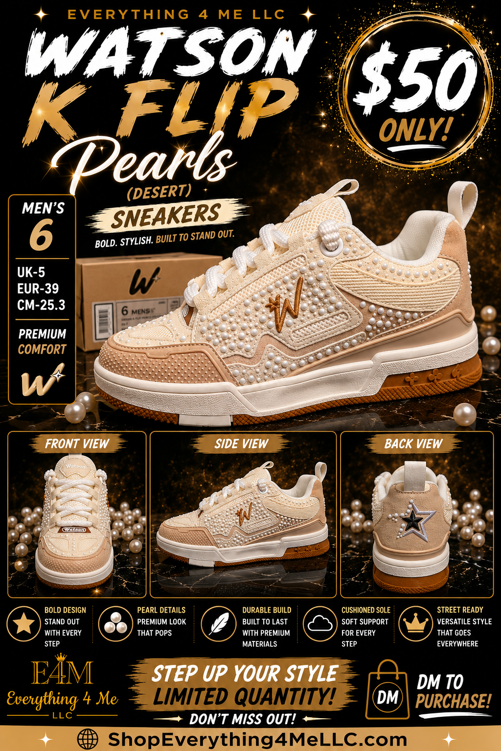Watson K-Flip Pearls Desert Men's Sneakers promotional flyer