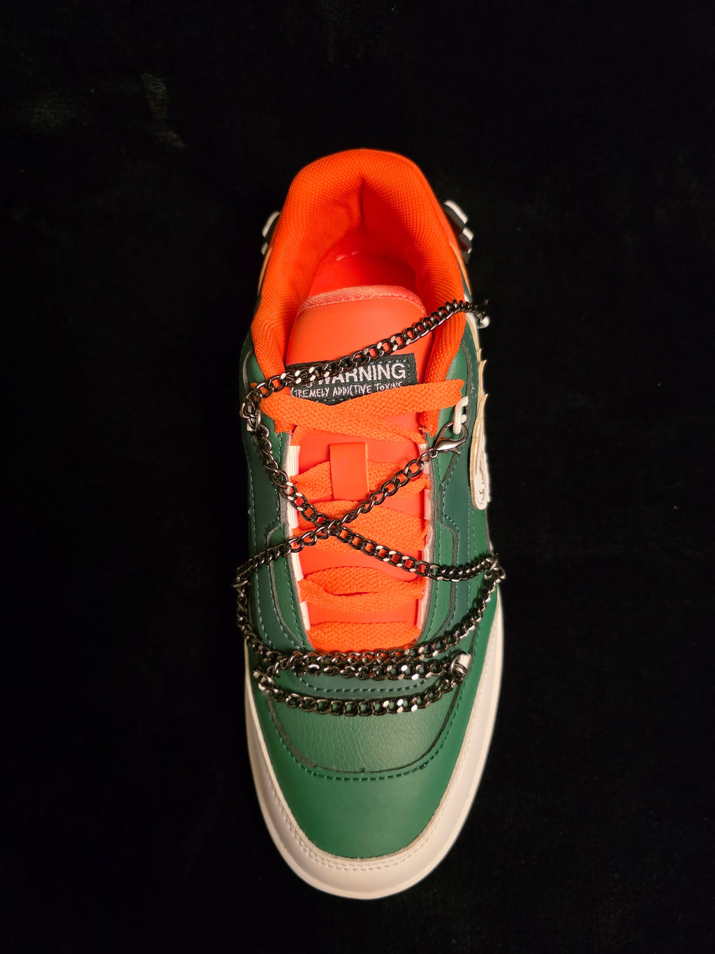 Tombstone Joker Green Men's Sneakers - top view with chain laces