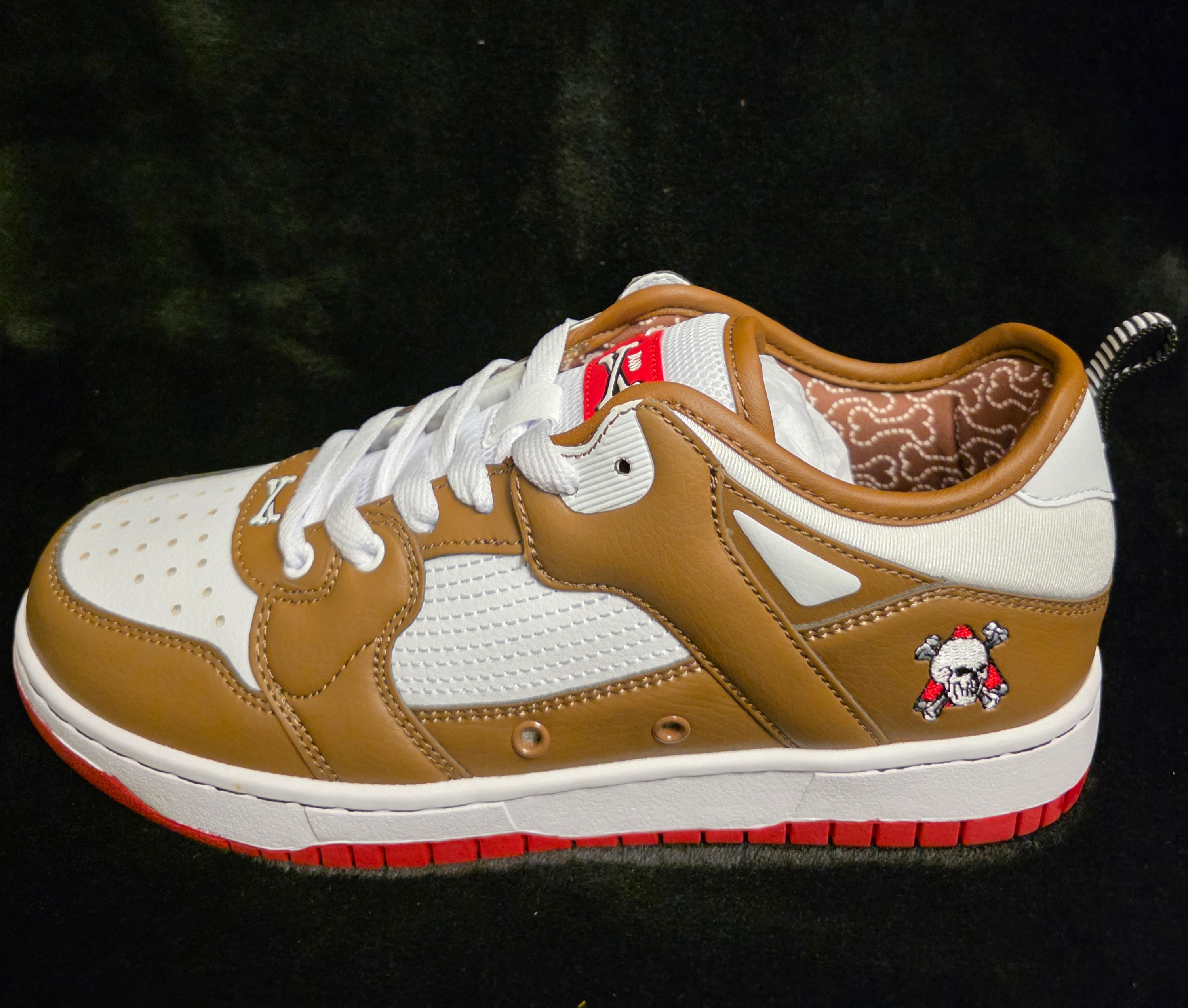 Brand X Reaper Jack Men's Sneakers - side view with skull embroidery and red outsole