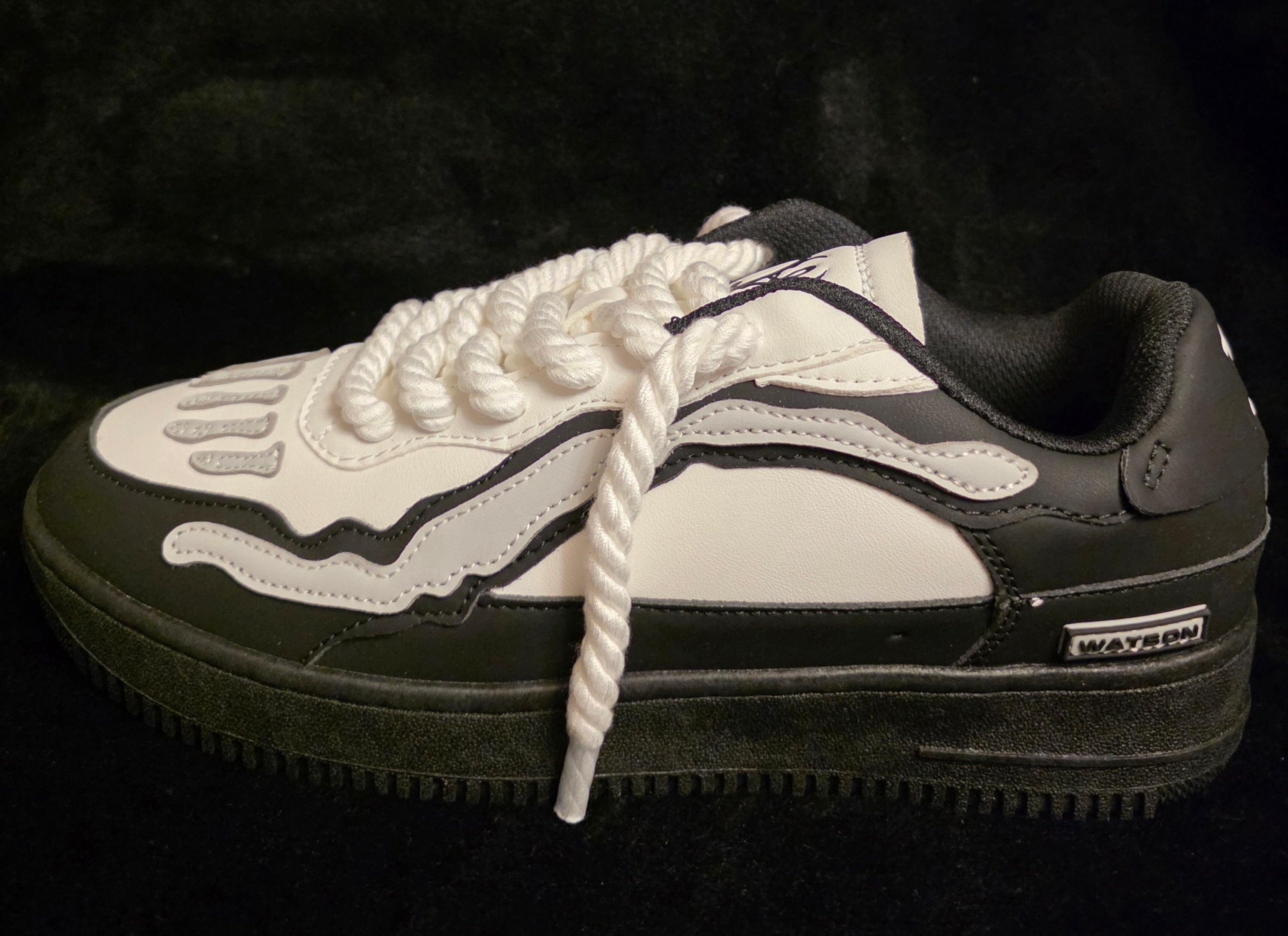 Watson Tuxedo Bones Men's Sneakers - alternate side view with Watson tab