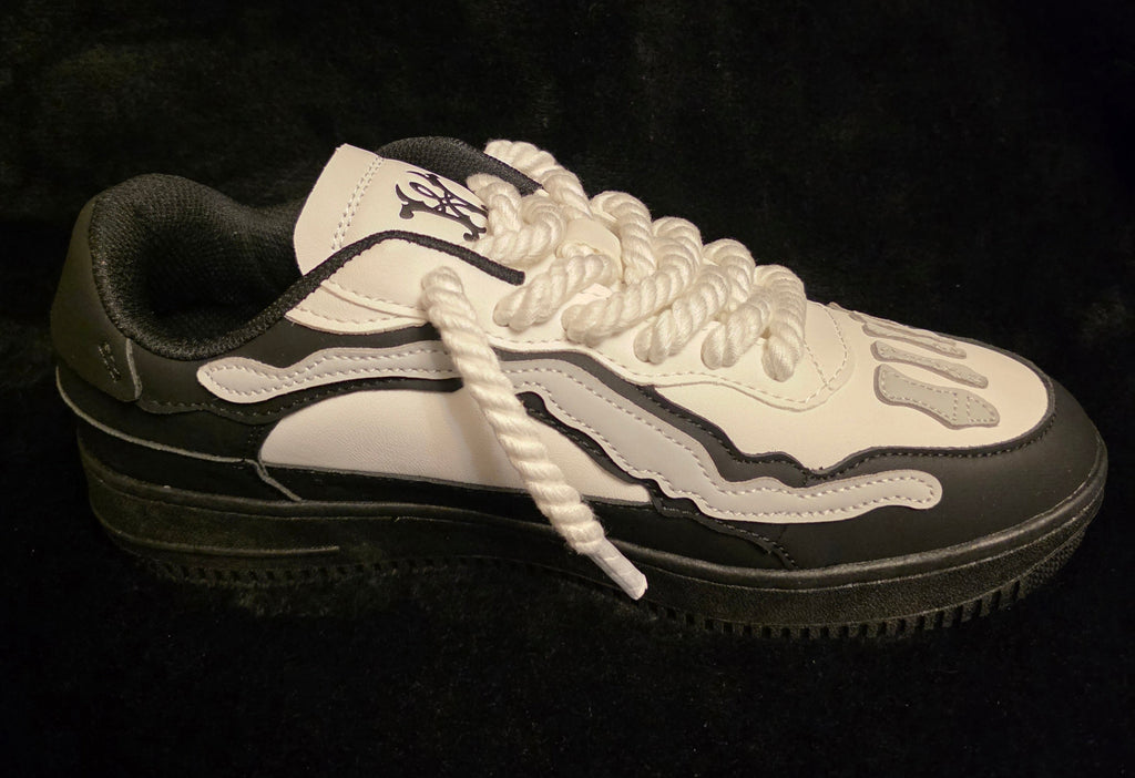 Watson Tuxedo Bones Men's Sneakers - side view with rope laces
