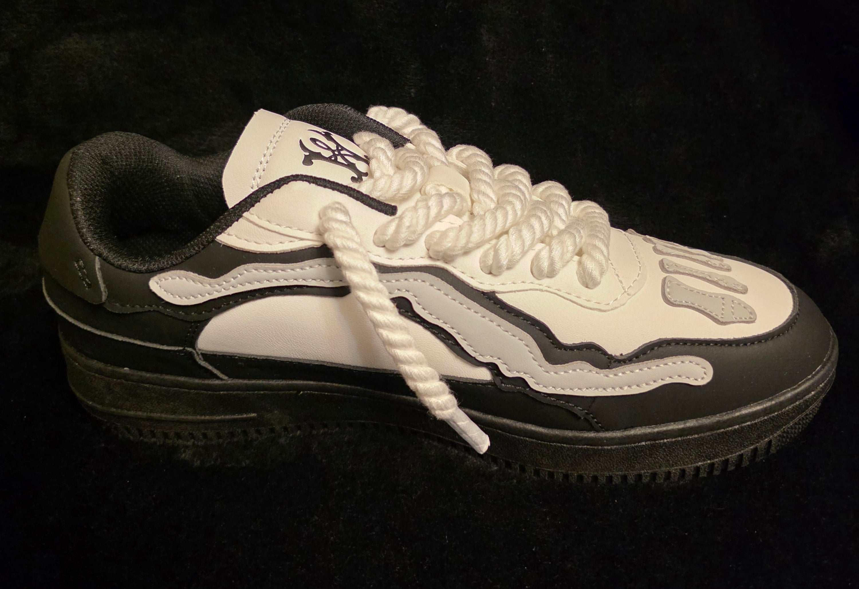 Watson Tuxedo Bones Men's Sneakers - side view with rope laces