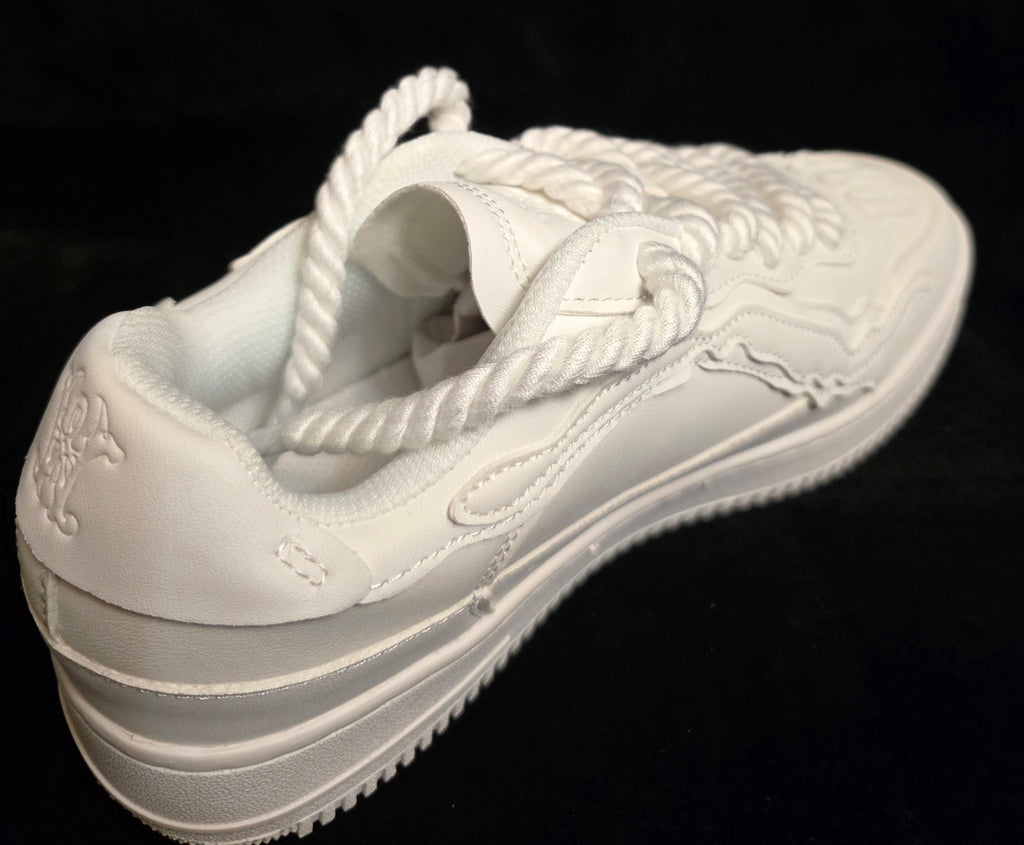 Watson White Out Bones Men's Sneakers - back view with rope laces