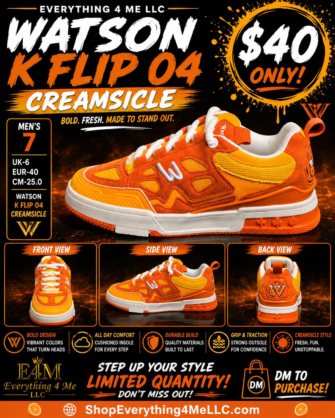 Watson K Flip 04 Creamsicle Men's Sneakers promotional flyer