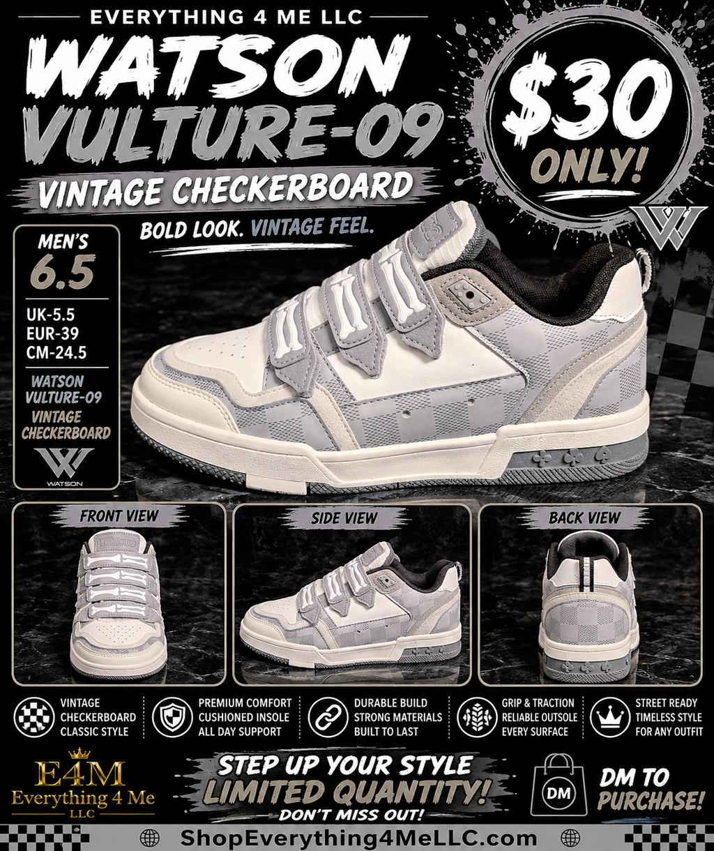 Watson Vulture-09 Vintage Checkerboard Men's Sneakers promotional flyer