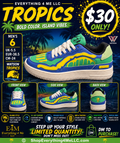 Watson Tropics Men's Sneakers promotional flyer - bold color island vibes