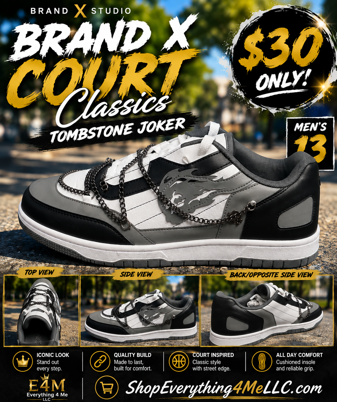 Brand X Court Classics Tombstone Joker Men's Sneakers promotional flyer