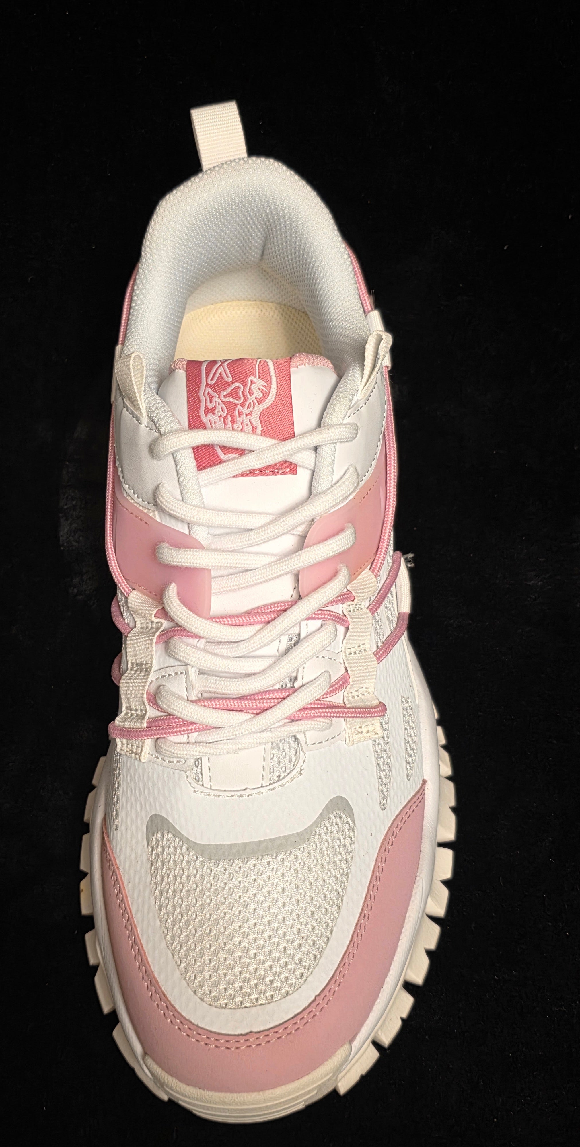 Brand X Studio Bubble Gum Bones Men's Sneakers - top view with skull tongue graphic