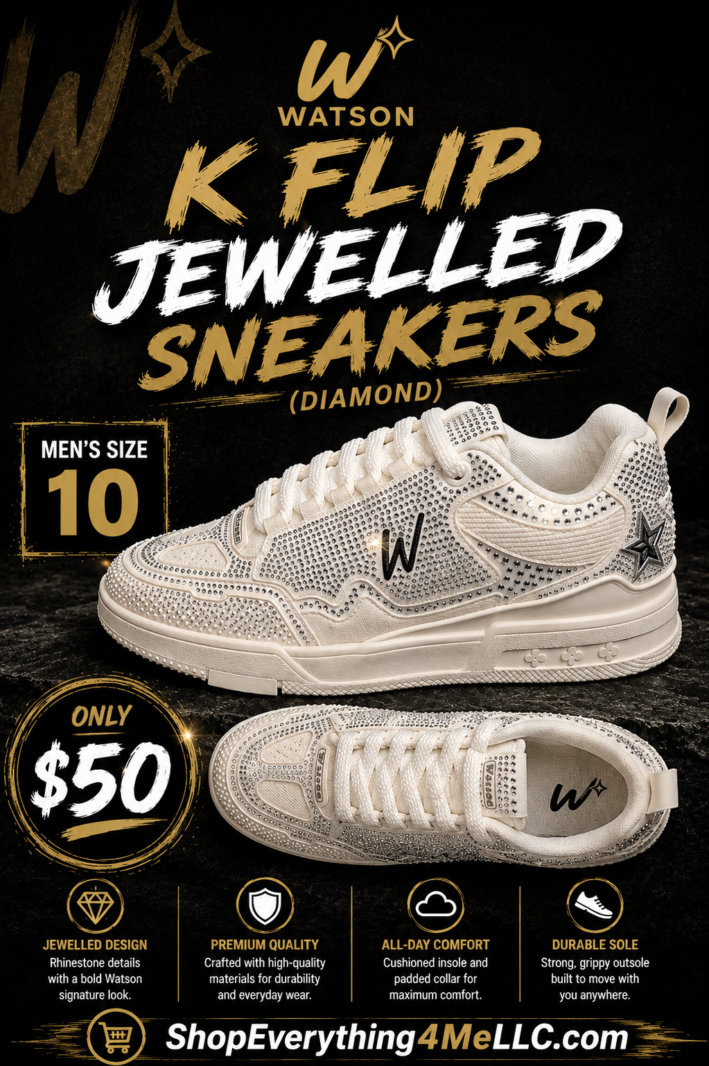 Watson K Flip Jewelled Diamond Men's Sneakers