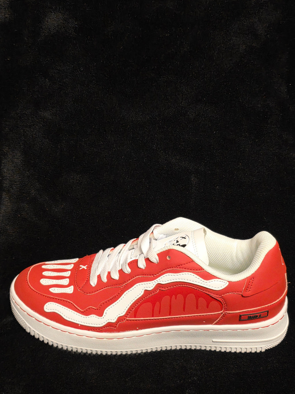 Brand X II Bones Hell Fire Men's Sneakers - side view with bone overlays