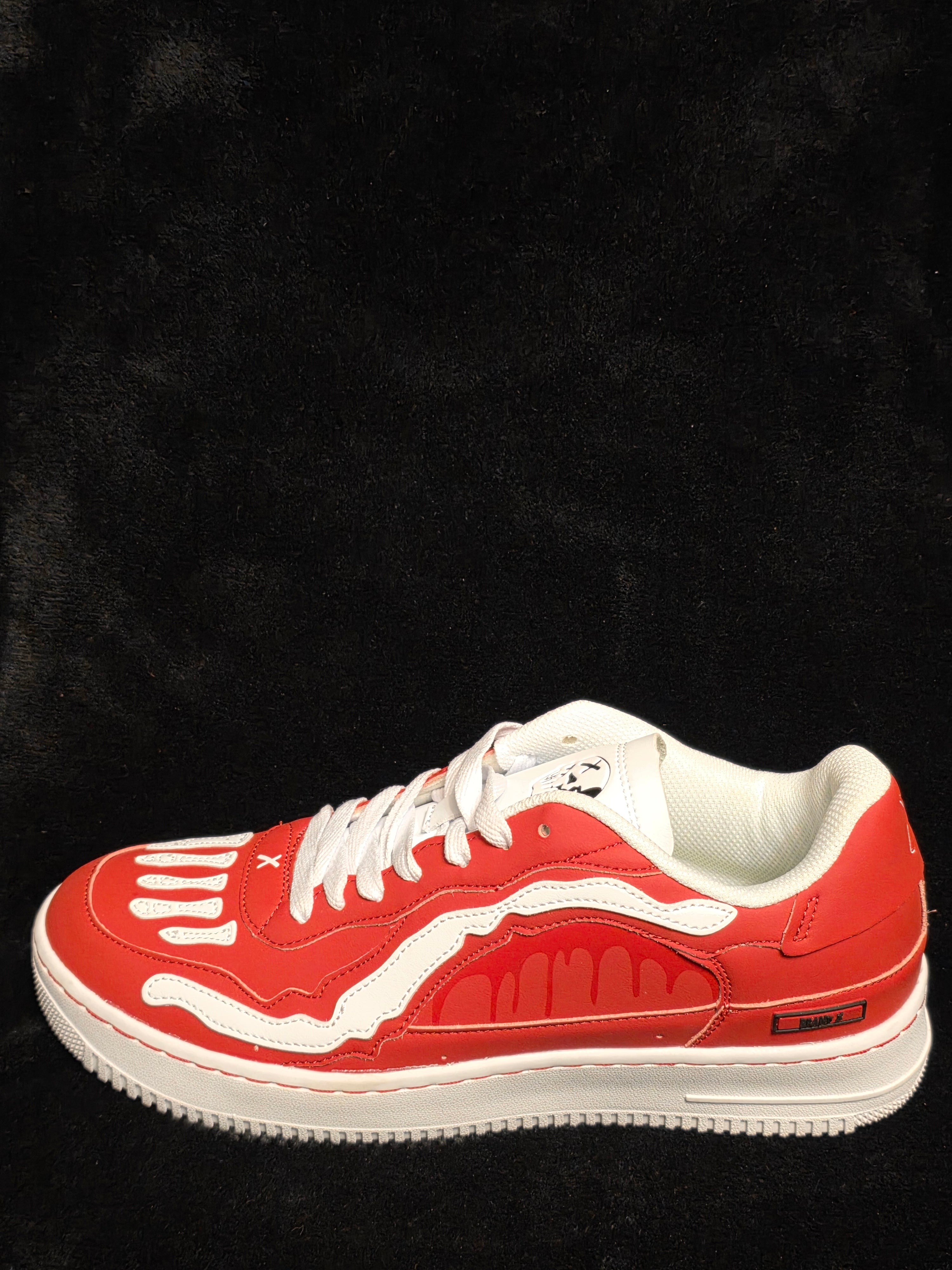 Brand X II Bones Hell Fire Men's Sneakers - side view with bone overlays