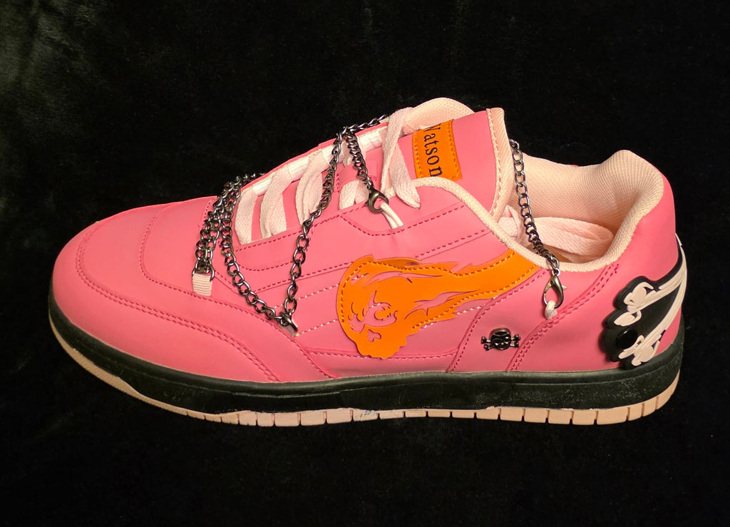 Watson Court Classic Blossom Men's Sneakers - side view with flame bear graphic and chain laces