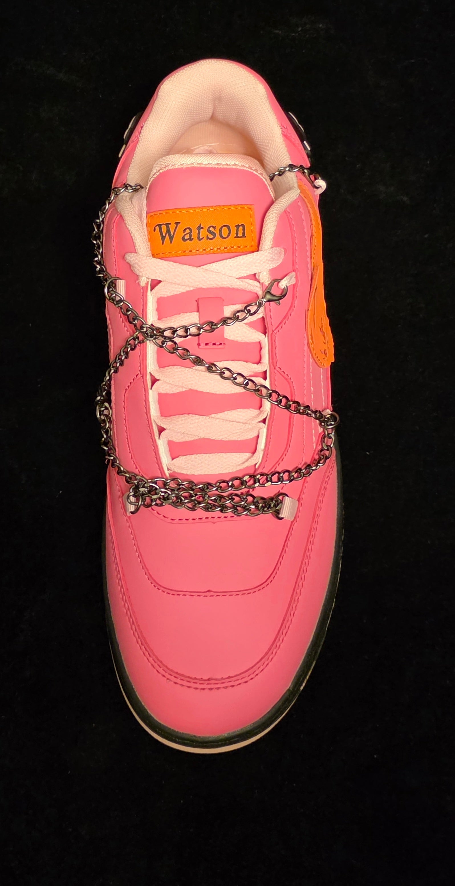 Watson Court Classic Blossom Men's Sneakers - top view with Watson orange tongue tab and chain laces