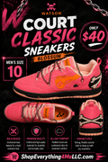 Watson Court Classic Blossom Men's Sneakers promotional flyer - Only $40 Men's Size 10