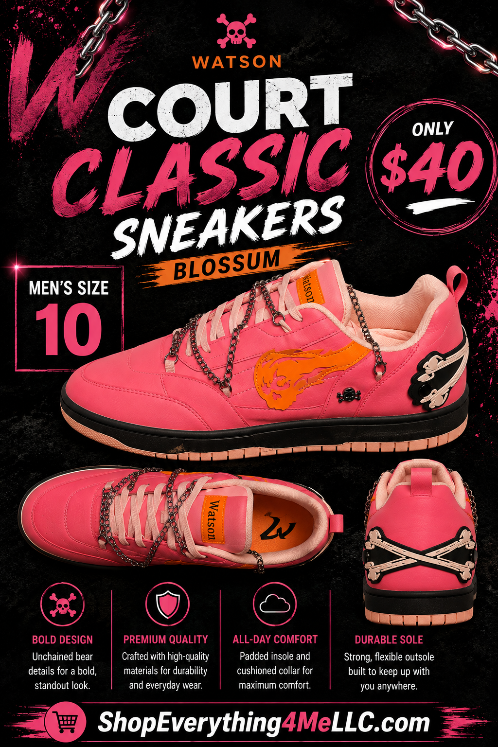 Watson Court Classic Blossom Men's Sneakers promotional flyer - Only $40 Men's Size 10