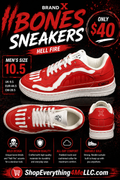 Brand X II Bones Hell Fire Men's Sneakers promotional flyer - Bold Design Every Step