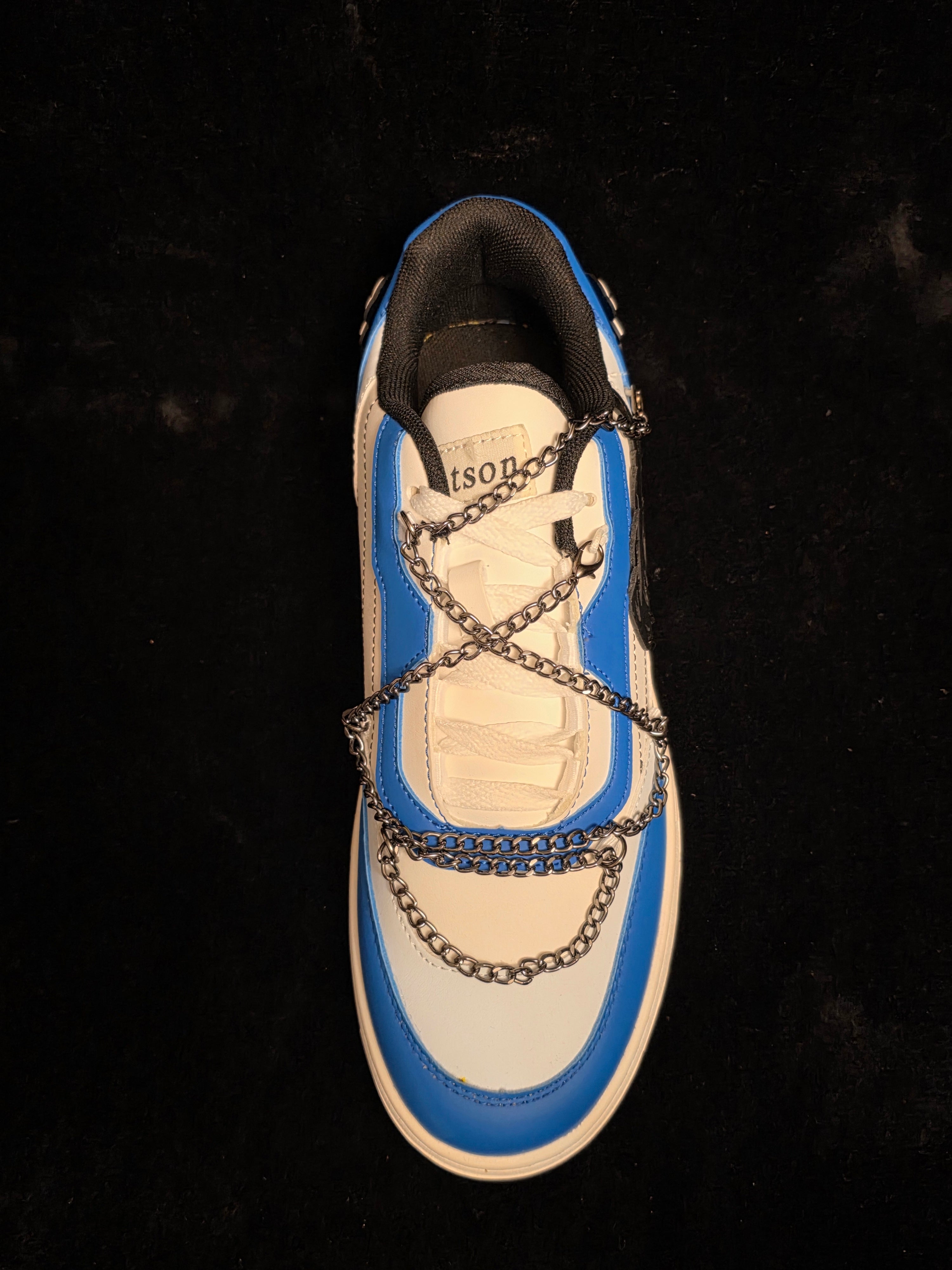 Watson Court Classic Sonic Boom Men's Sneakers - top view with Watson tongue branding and chain laces