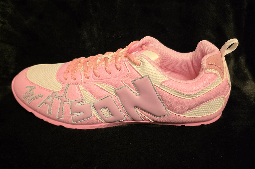 Watson LoPro Pink Men's Sneakers - side view with oversized Watson lettering