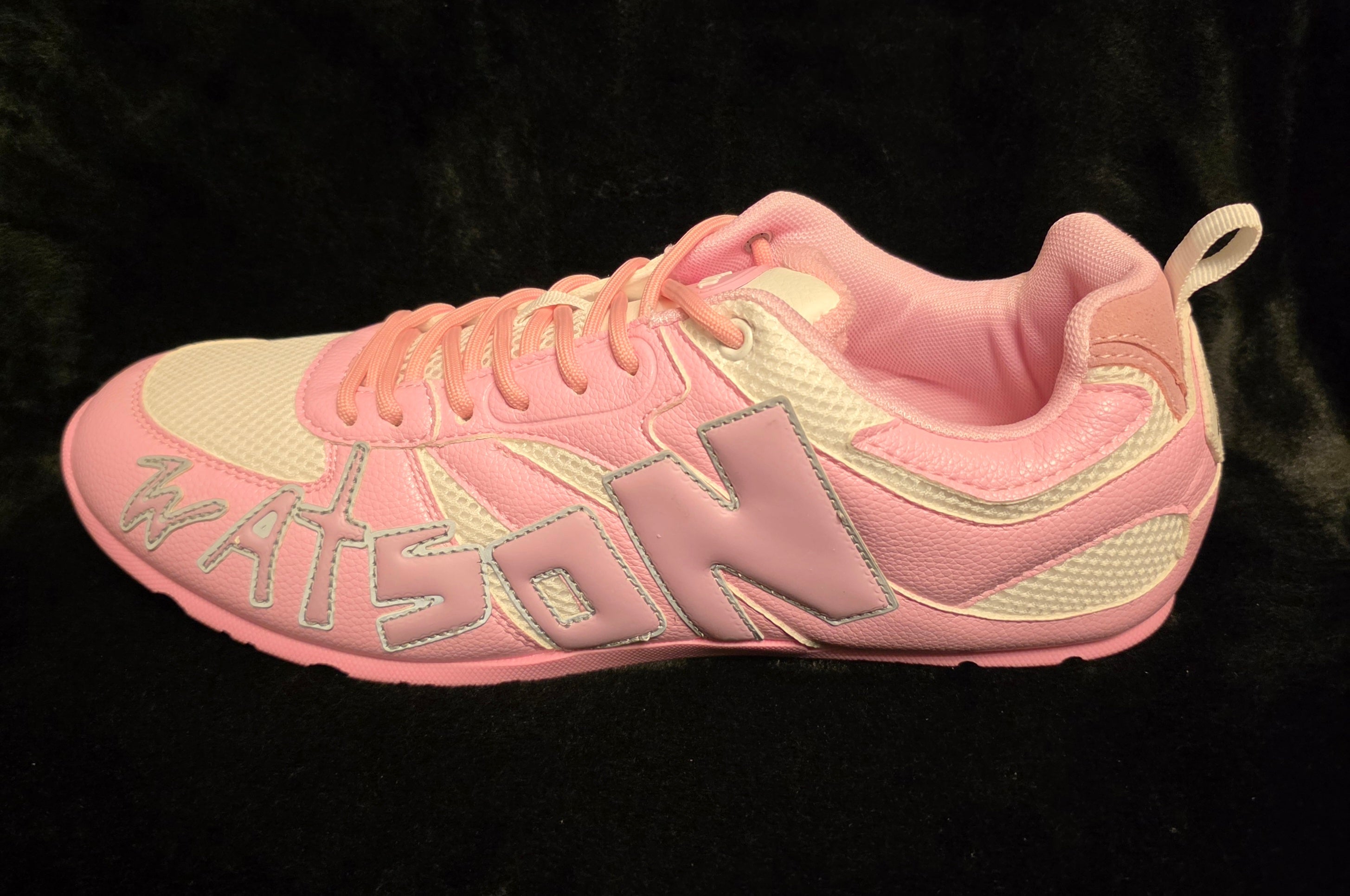 Watson LoPro Pink Men's Sneakers - side view with oversized Watson lettering