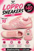 Watson LoPro Pink Men's Sneakers promotional flyer - Only $40 Men's Size 10
