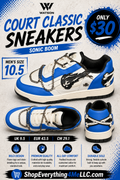 Watson Court Classic Sonic Boom Men's Sneakers promotional flyer - Only $30 Men's Size 10.5