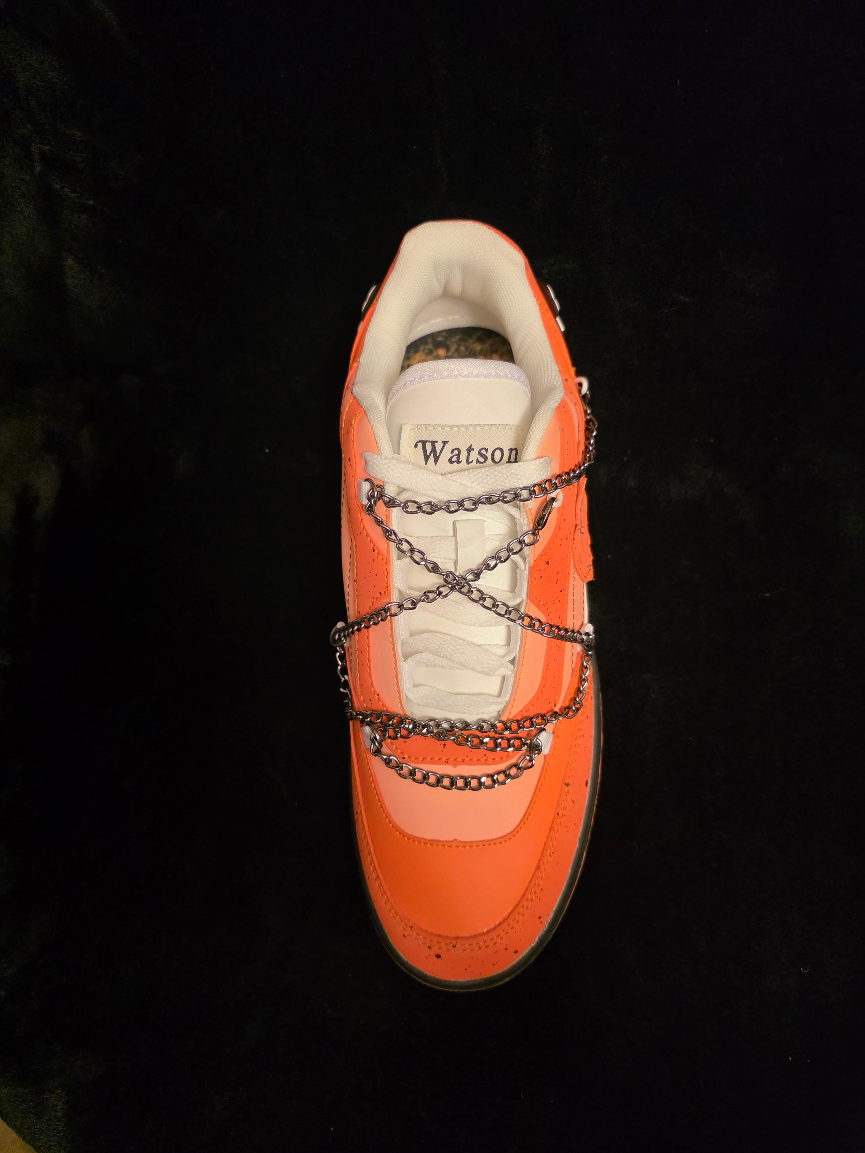 Watson Court Classic Live Catch Dungeness Men's Sneakers - top view with Watson tongue branding and chain laces