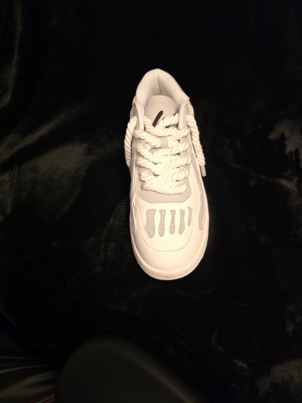 Watson Bones Ghost Men's Sneakers - side view with tonal bone overlays and rope laces