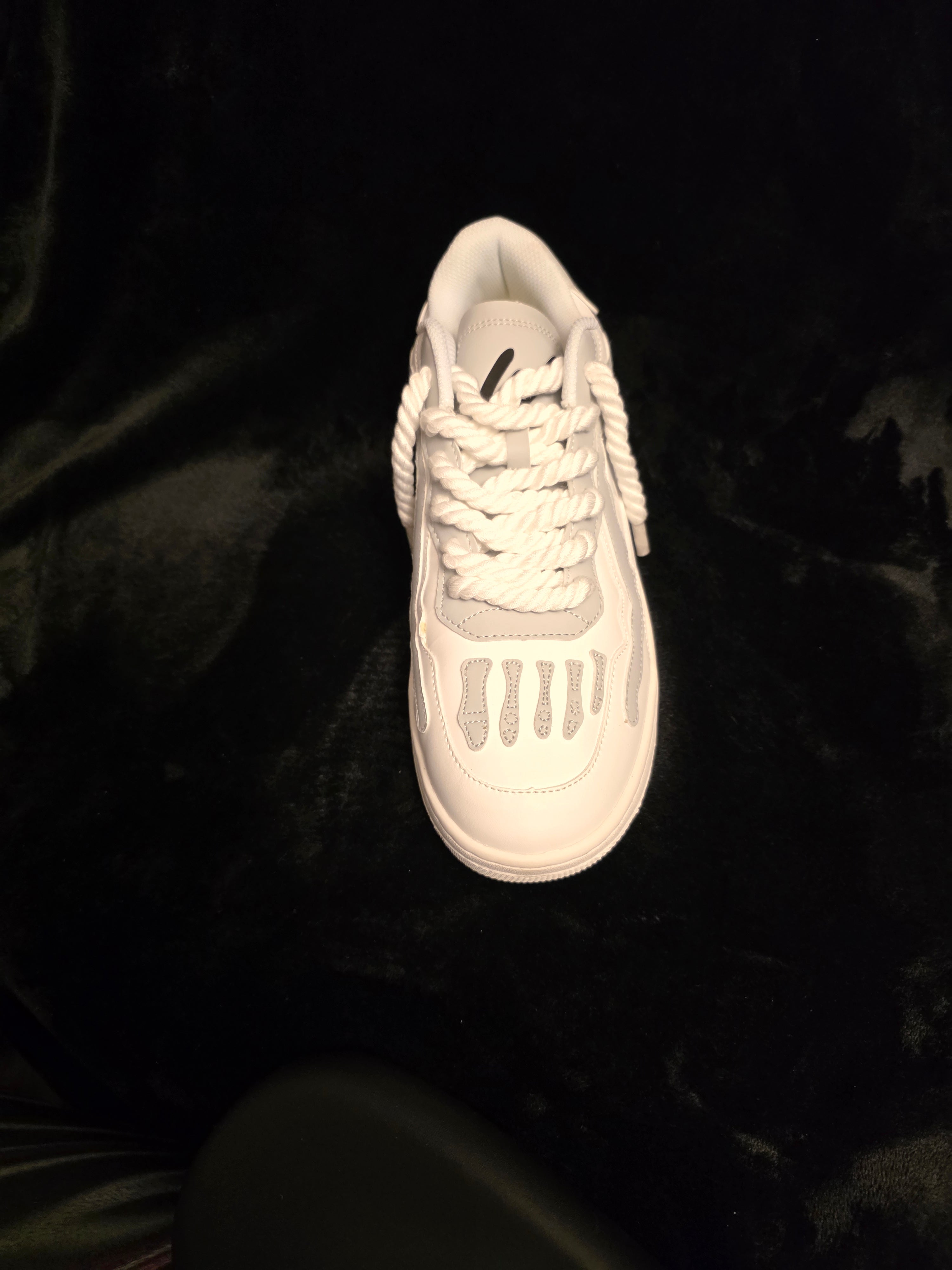Watson Bones Ghost Men's Sneakers - side view with tonal bone overlays and rope laces