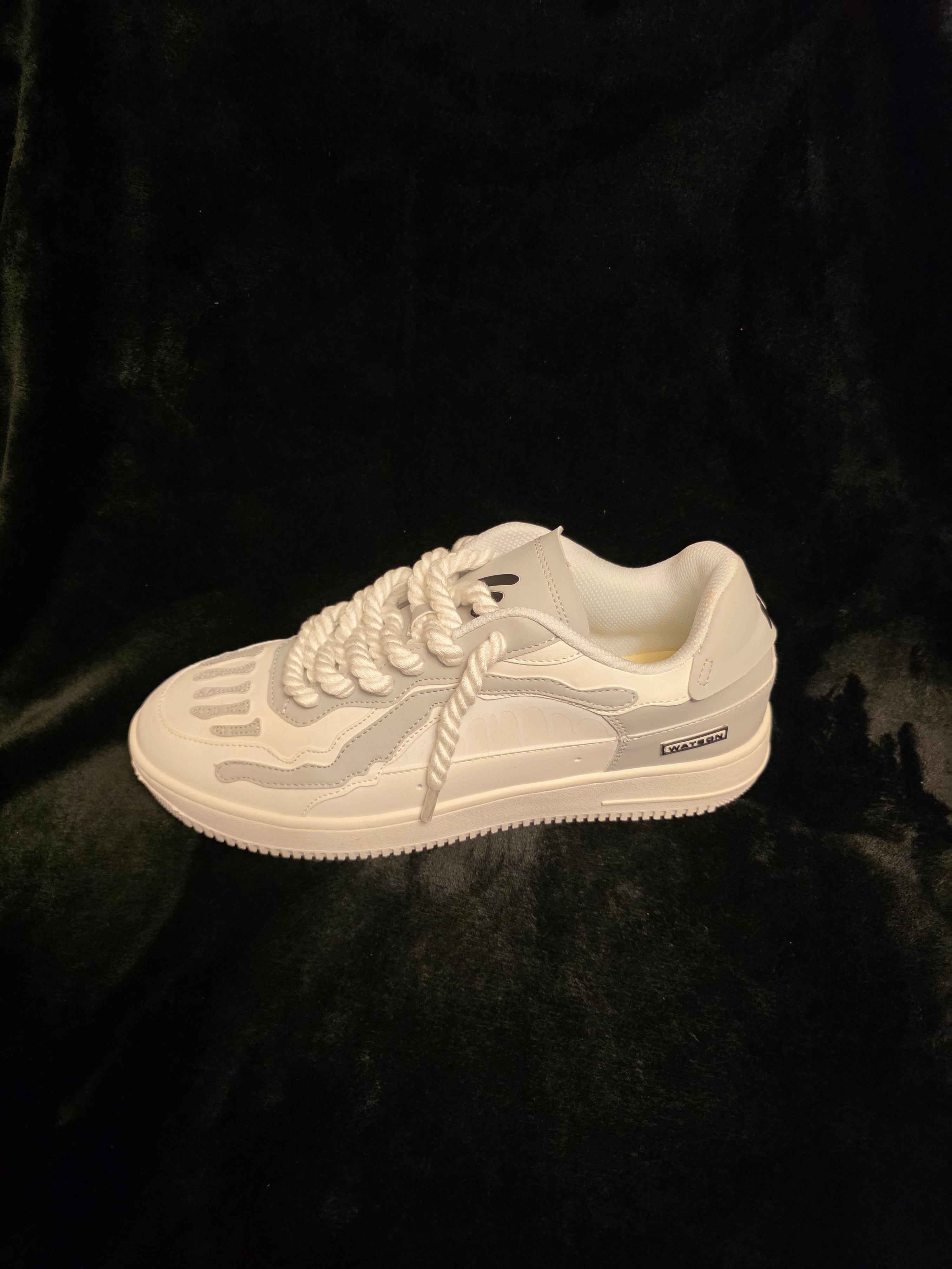 Watson Bones Ghost Men's Sneakers - top view with rope laces and tonal bone toe detail