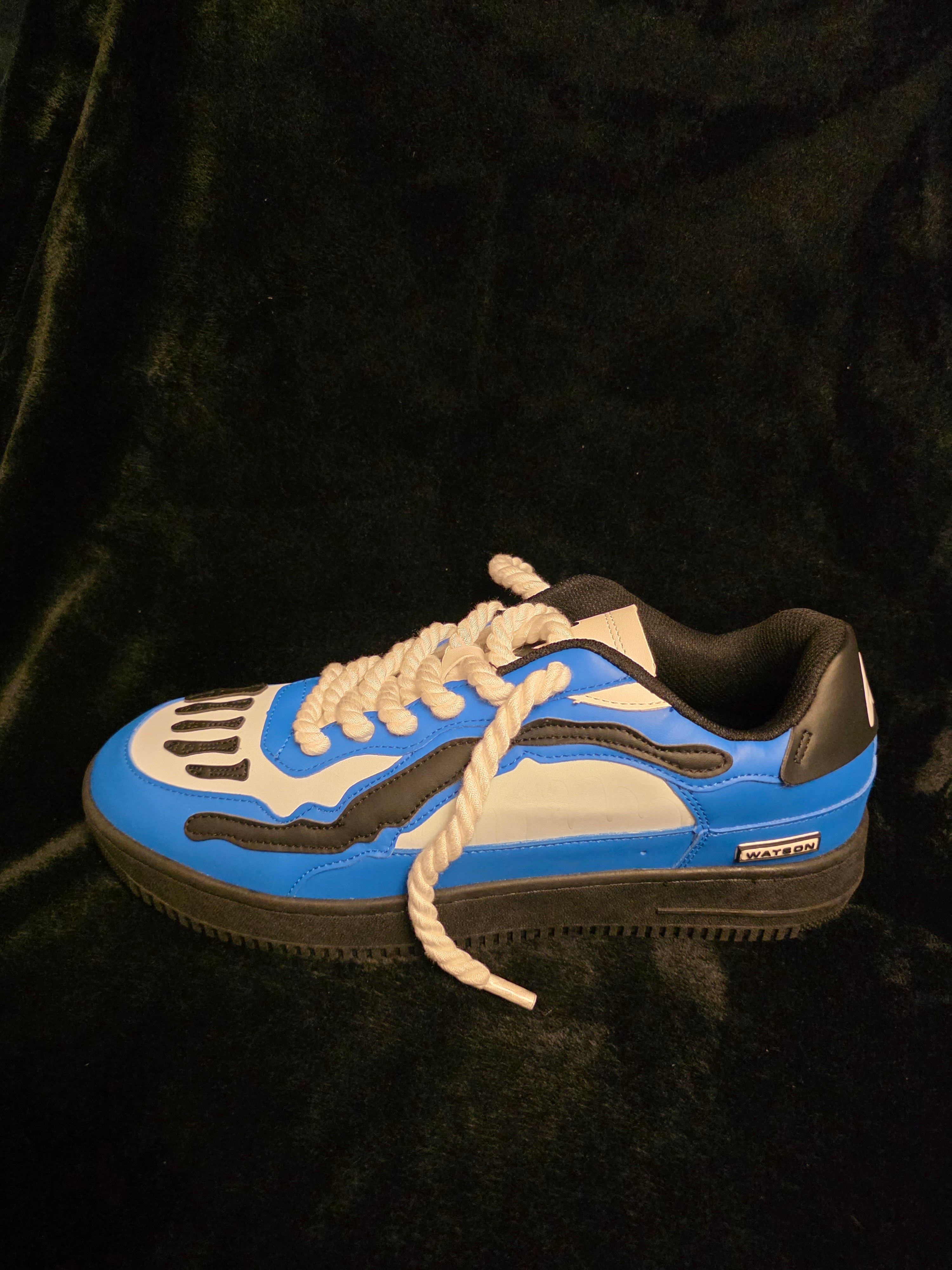 Watson Bones Sonic Boom Men's Sneakers - side view with bone cutout overlays and rope laces