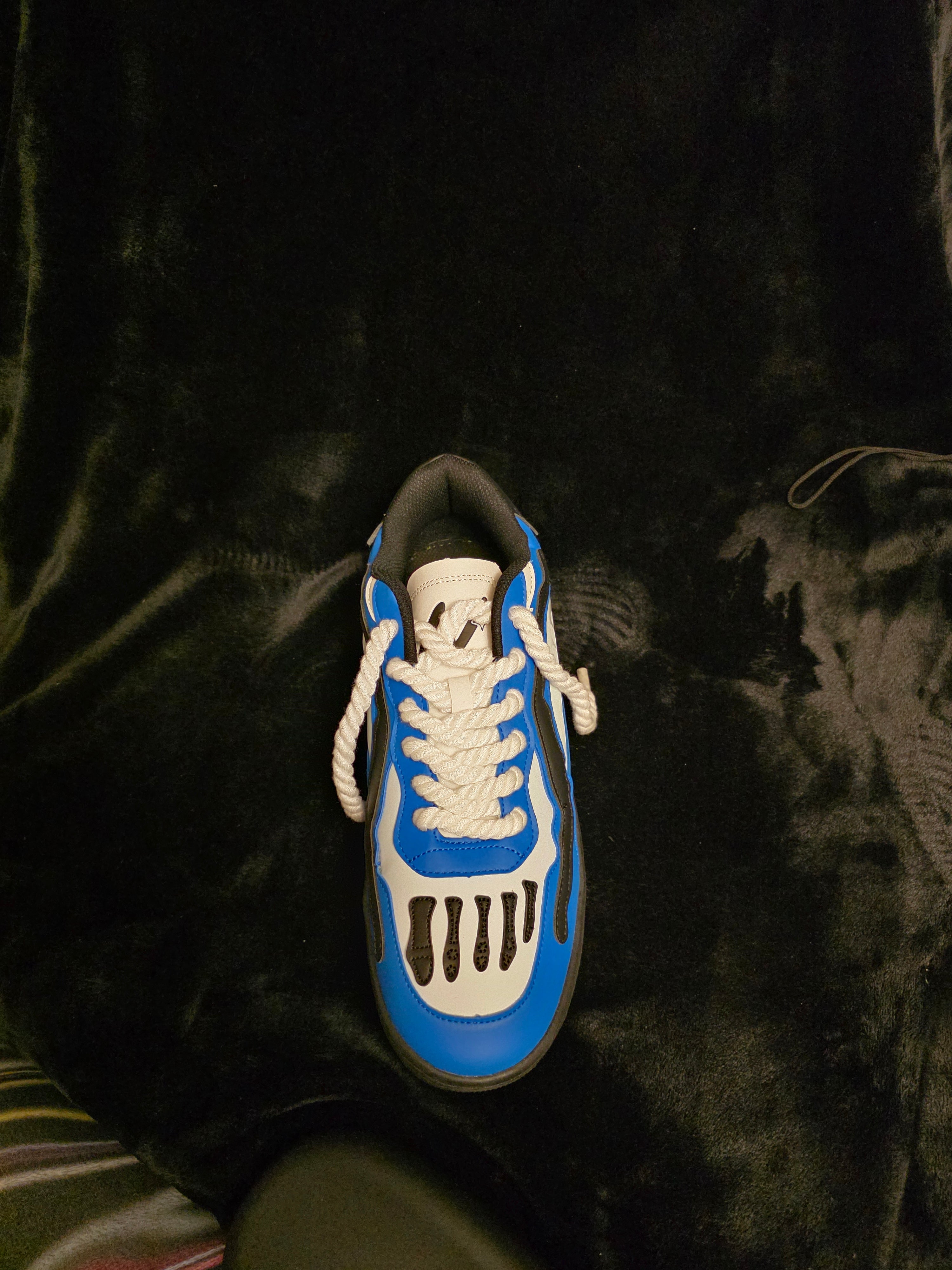 Watson Bones Sonic Boom Men's Sneakers - top view with rope laces and bone toe detail
