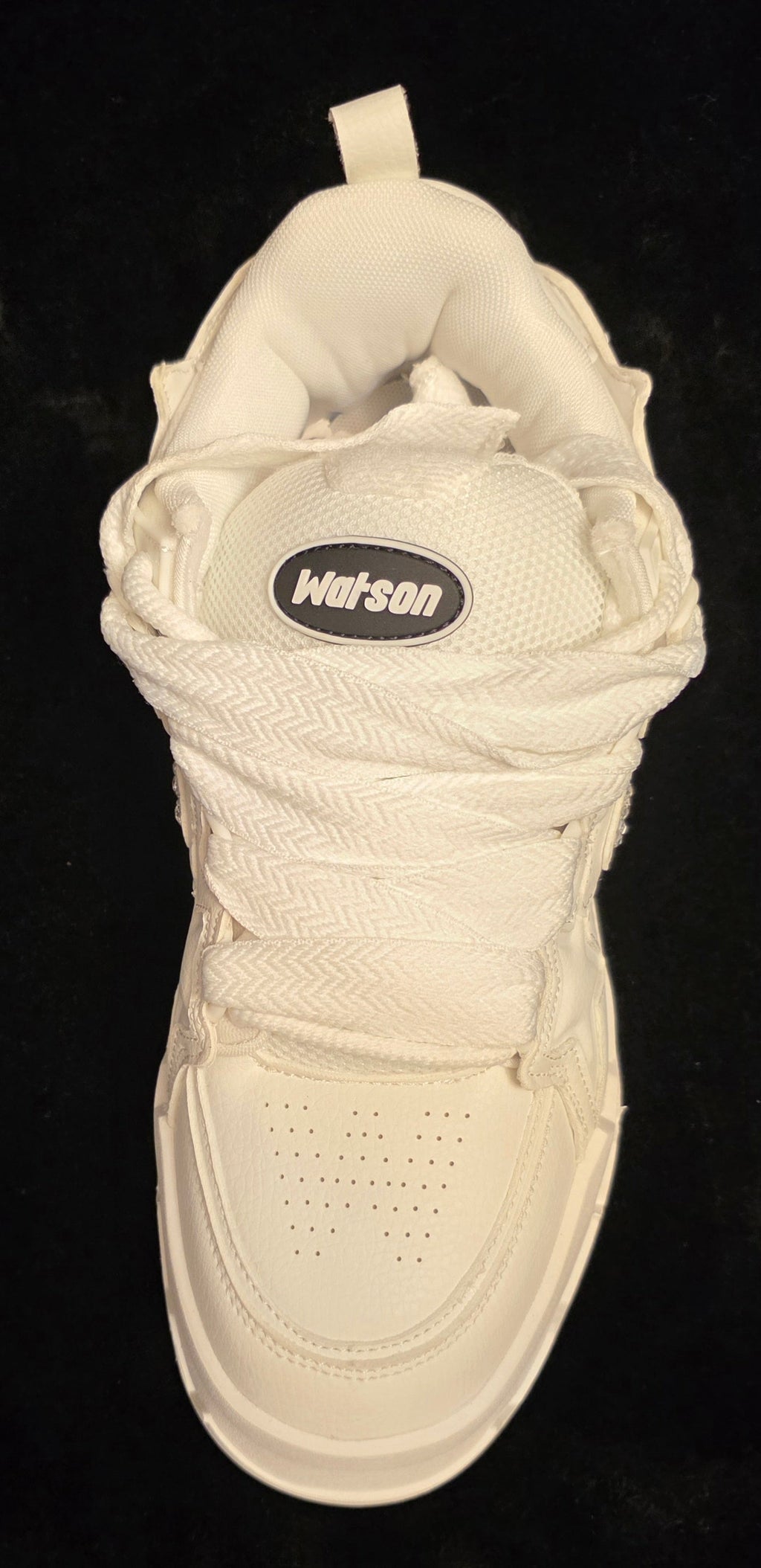 Watson Cosmos Astronaut Men's Sneakers - top view with oversized rope laces and Watson oval tongue badge